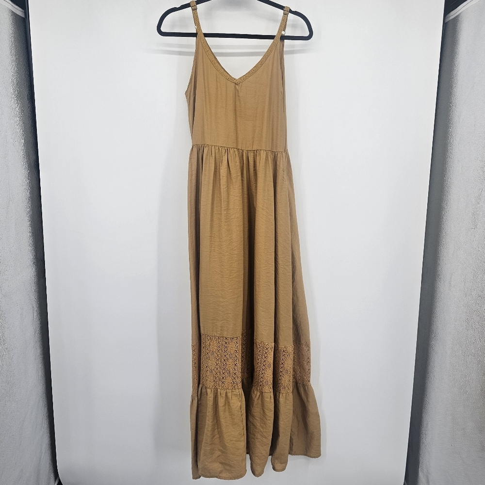 Joyfolie Mia Joy Cumin Flowy Lace Ruffle Maxi Dress Gown Womens Size Medium - Picture 2 of 8